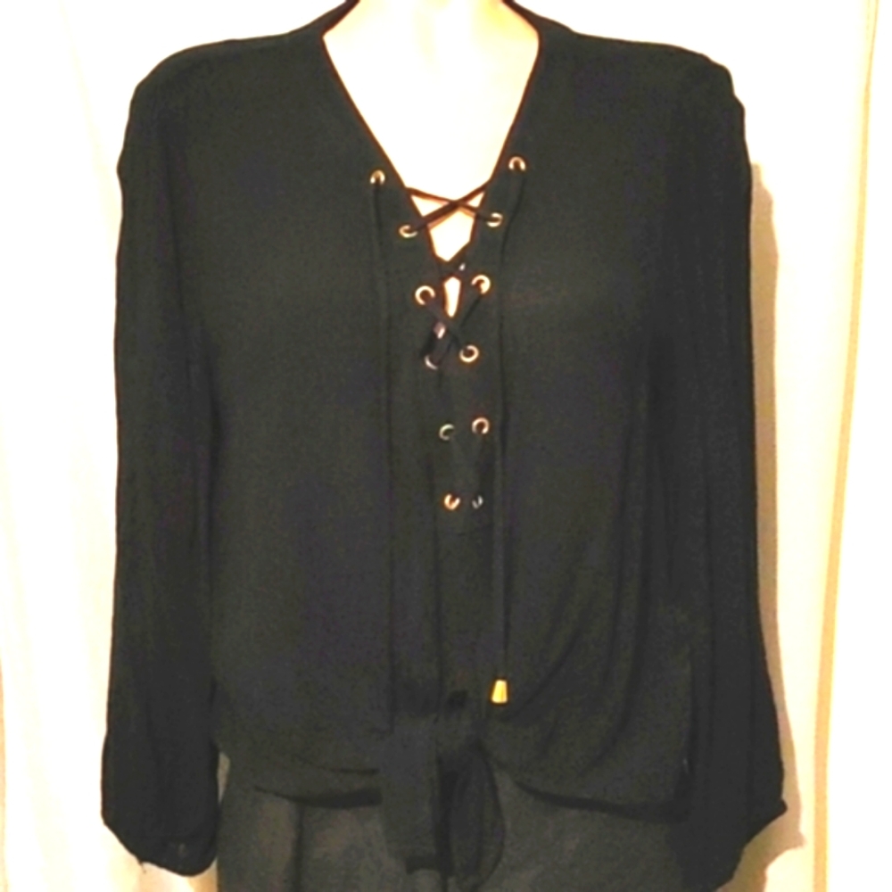 INC Soft and flowy tie front top, NEW